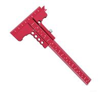 Règle de mesure en forme de T pour menuisier avec échelle transparente et poignée ergonomique (rouge)