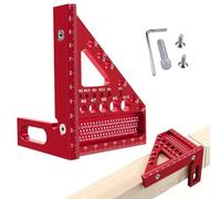 Règle de mesure multi-angle 3D, 22,5-90 multifonctionnelle en alliage d'aluminium de haute précision, outil de traçage d'angle pour menuisiers et ingénieurs, rouge