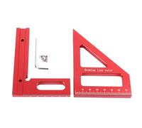 Règle de mesure multi-angle 3D en alliage d'aluminium pour le travail du bois, rapporteur carré, règle triangulaire à onglet, outil de mesure de disposition pour bricoleurs, (Rouge)