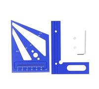 Règle de mesure multi-angle 3D, outil carré de précision professionnel en alliage d'aluminium pour le travail du bois avec marques gravées pour les charpentiers, les ingénieurs, (Bleue)