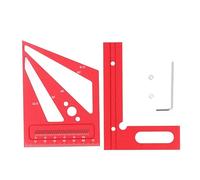 Règle de mesure multi-angle 3D, outil carré de précision professionnel en alliage d'aluminium pour le travail du bois avec marques gravées pour les charpentiers, les ingénieurs, (Rouge)