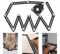 Règle de mesure multi-angle pour carrelage - noir - Pochoir d'angle en alliage d'aluminium - 12 outils latéraux - Convient pour la menuiserie, les carreaux de céramique