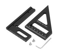 Règle de mesure multi-angles 3D, équerre rapporteur en alliage d’aluminium pour le travail du bois avec angles de 45 et 90 degrés, règle triangulaire à onglet pour le travail du (Noire)
