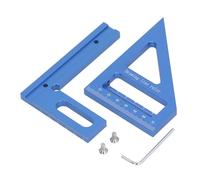 Règle de mesure multi-angles en 3D, équerre rapporteur en alliage d’aluminium pour le travail du bois, règle triangulaire à onglet de 45 et 90 degrés avec échelle précise pour le (Bleue)