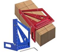 Règle de métrique Métrique de travail du bois pouce multi-angle en aluminium en alliage carré souverain souverain procureur triangle ingénieur ingénieur artisanat dessin outil (Bleu)