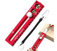 Règle de niveau de marquage extensible multifonction en alliage d'aluminium avec bulle, outil de mesure d'angle réglable pour le travail du bois, le carrelage et les projets de mise en page (rouge)