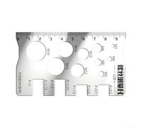 Règle de pas de vis en acier inoxydable pour mesurer le pas et le diamètre du filetage, 304 métal M1.4 - Pour M16 et - Tailles métriques, outil compact 100 x 58,3 mm (taille L)