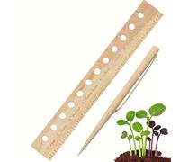 Règle de plantation en bois de 33 cm avec plante, outil d'espacement de jardin pour légumes, guide de mesure pour le marquage des rangées et la profondeur des plantes, lot de 2 (1 pièce)