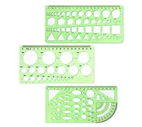 Règle de pochoir 3 pièces, règle de pochoir de dessin en plastique, échelle claire, règle de pochoir de mesure, géométrie de dessin précise, 3 styles différents, convient au bureau, à l'école