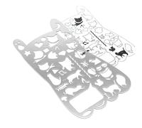 Règle de pochoir sur le thème du chat, outil de dessin portable en métal, modèles de scrapbooking portables, fournitures de bricolage creuses, pour adolescents, adultes, créateurs, artistes