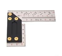 Règle de positionnement à 90 degrés, équerre de travail du bois en acier inoxydable de 100 mm avec graduations transparentes et marquage de trous ronds, base stable pour projets de fabrication et de