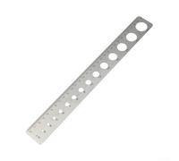 Règle de précision 310 mm en acier inoxydable avec design à double trou - Bord droit robuste pour la rédaction technique et les tâches d'atelier - Échelle gravée transparente (règle à trous rondes)