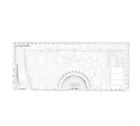 Règle de reconnaissance de carte géométrique avec échelle claire, outil de mesure de précision en plastique transparent léger pour salle de classe, bureau, maison, extérieur, amélioration de la