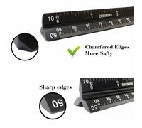 Règle d'échelle architecturale, triangulaire en aluminium métrique 1:20, 1:25, 1:50, 1:75, 1:100, 1:125 standard 12 pouces