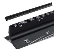 Règle échelle 30cm, règle triangulaire en métal pour architectes 1:100, 1:200, 1:250, 1:300, 1:400, 1:500 (Noir)