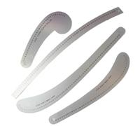 Règle en acier inoxydable Règle de couture en métal for la conception mode, création patrons et le système métrique 32 cm 48 60(4 Pieces a Set)