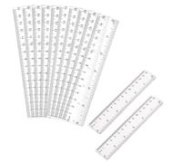 Règle en plastique 15 cm transparente 12 pièces - Règle scolaire double graduation pour école bureau dessin professionnel étudiant