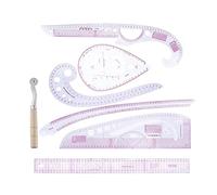 Règle, Ensemble de 7 règles métriques for couture, dessin, pochoir, gradation, courbe