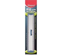 Règle maped 20cm double décimètre embouts protect system anti-bruit aluminium anodisé résistance optimale