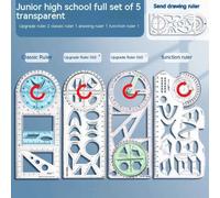 Règle Mathématique Multifonctionnelle Transparente,Outils De Conception D'architecture,Fournitures Scolaires De Géométrie - Type 5pcs B