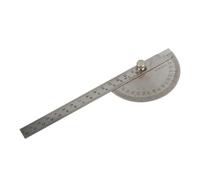 Regle Metal Rapporteur d'angle réglable en acier inoxydable de 0 à 180 °, 14,5 cm, multifonction, tête ronde, outil mesure et dessin for mathématiques, 1 pièce