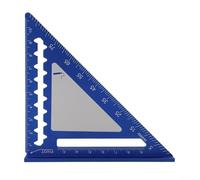 Règle métrique triangulaire carrée de 114 mm en alliage d'aluminium avec échelle de rapporteur gravée, guide de scie et outil de cadrage pour projets de bricolage et de travail du bois (bleu)