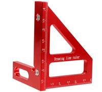 Règle Multi Angle en Alliage D’aluminium Rouge pour Menuisier, 45/90° | Échelle Multiple, Assistance de Traçage, Usage Intérieur DIY, pour Poutres Bois et Équerres Métal