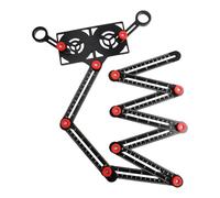 Règle pliante multi-angles, outil de positionnement de carrelage en alliage d'aluminium avec échelle en pouces et cm pour le travail du bois, 12 plis noir