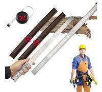 Règle robuste en acier inoxydable de 50 cm - Outil de mesure à double échelle avec étui pour architectes, ingénieurs et autodéfense - Bord en métal antirouille épais de 3 mm (mélange)