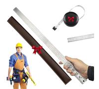 Règle robuste en acier inoxydable de 50 cm - Outil de mesure à double échelle avec étui pour architectes, ingénieurs et autodéfense - Bord en métal antirouille épais de 3 mm (édition spéciale)