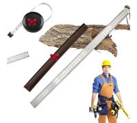 Règle robuste en acier inoxydable de 50 cm - Outil de mesure à double échelle avec étui pour architectes, ingénieurs et autodéfense - Bord en métal antirouille épais de 3 mm (règle robuste)