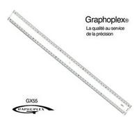 Règle transparente 2 biseaux blancs + bosselage 50 cm - graphoplex G