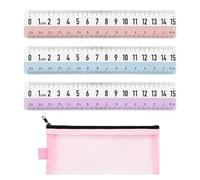 Règle Transparente 3 Pièces, Trousse À Crayons En Maille 1 Pièce, Règle Pour Enfants, Mini Règle, Règle À Double Échelle, Règle De Dessin Pour Étudiants, Règle De Mesure Incassable De 15 Cm