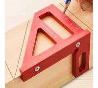 Règle triangulaire de menuiserie pour projets de travail du bois, outil de mesure d'angle avec échelle en pouces pour professionnels de la rénovation (rouge)