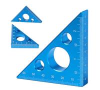 Règle triangulaire droit en alliage d'aluminium, outil de construction multi-angles 45/90 degrés avec échelles impériales et métriques, mini règle d'angle triangulaire isocèle portable pour atelier de