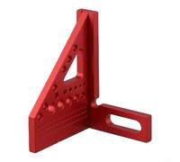 Règle triangulaire en alliage d'aluminium pour le travail du bois avec angles prédéfinis pour gabarit de positionnement de forage, gabarit de disposition carrée, outil de mesure métrique (rouge)