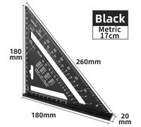 Règle Triangulaire En Alliage D'aluminium,Rapporteur D'angle,Règle Rectangulaire Multifonction,Calcul,Travail,45 -17cm Noir