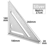 Règle Triangulaire En Alliage D'aluminium,Rapporteur D'angle,Règle Rectangulaire Multifonction,Calcul,Travail,45 -17cm Silver