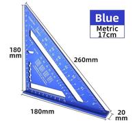 Règle Triangulaire En Alliage D'aluminium,Rapporteur D'angle,Règle Rectangulaire Multifonction,Calcul,Travail,45 -17cm Bleu