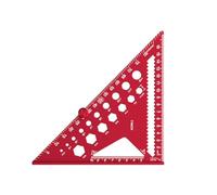 Règle triangulaire en alliage d'aluminium rouge de 17,8 cm - Outil de marquage multifonction pour le travail du bois et le calcul d'angle - Triangulaire de haute précision pour le travail du bois