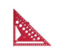 Règle triangulaire en alliage d'aluminium rouge de 17,8 cm - Outil de marquage multifonction pour le travail du bois et le calcul d'angle - Règle de dessin en aluminium