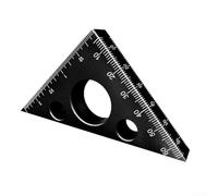 Règle triangulaire en aluminium pour le travail du bois avec étalonnage à 45 degrés, utilisée dans la mesure de la disposition de la menuiserie et le marquage des bords droits (noir)