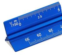 RèGle Triangulaire en MéTal 30cm,Regle Metal Incassable,Regle Plate Pour Architectes 1/150 (Bleu)