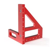 Règle triangulaire multi-angles, traceur d’onglets avec jauge d’angles de 45 et 90 degrés, outil de traçage en bois en alliage d’aluminium pour menuisiers et bricolage (Rouge)