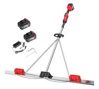 Règle Vibrante Béton Sans Fil 48W Avec Double Moteur Brushless, 9 Vitesses Réglables, Batterie 25000mAh Et Structure Inox Durable Pour Nivellement De Sols Et Allées(2Battery,200CM)