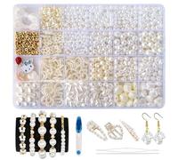 Régler les Perles de Bracelet, Kit De Perles de Bijoux de Bricolage, e, avec Boîte de Rangement,Aiguille à Enfiler les Perles + Ciseaux en Forme de U, Décorations Faites à la Main,Faire des Bracelets