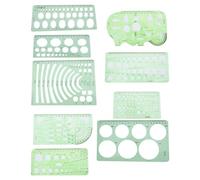 Règles de modèle de dessin d'architecture multifonctionnelle, Kit de peinture à la main pour la conception de l'école et du bureau ((N° 7) Ensemble de 9 pièces)