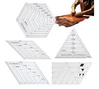 Règles de quilting 5 pièces/ensemble outil de reliure courtepointe en acrylique transparent avec diamant à 45 degrés, triangle et diamant à 60 degrés, hexagone, modèles forme trapézoïdale