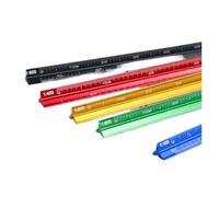 Règles d'échelle Triangulaire En Aluminium Règle à échelle triangulaire en alliage d'aluminium for étudiants, règle de mesure technique 15cm 30cm, métal coloré, papeterie(30cm-large red)
