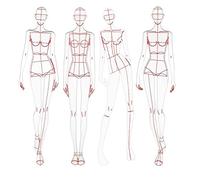Règles d'illustration de mode - Modèles de croquis - Règle de couture - Motifs humanoïdes - Mesure des vêtements - Type A